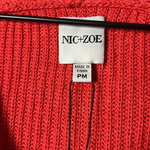 NWT NIC+ZOE Night Fall Fringe-Trim Button-Down Cardigan Size Petite Medium - Picture 4 of 8